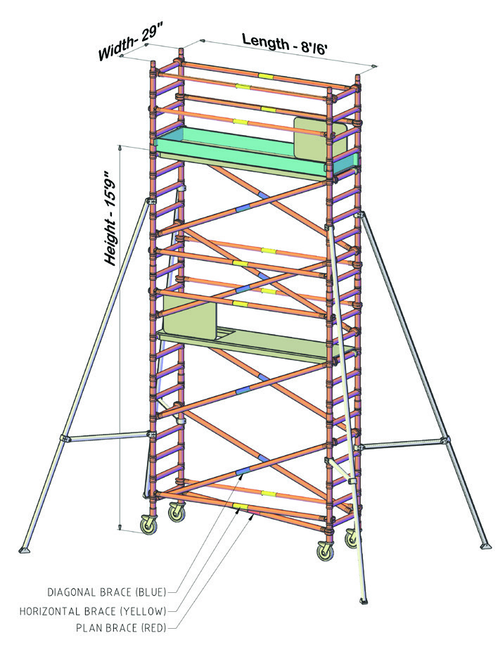 29-Inch × 8-Foot Tower — 15 ft 9 in Platform — supplied catalog illustration