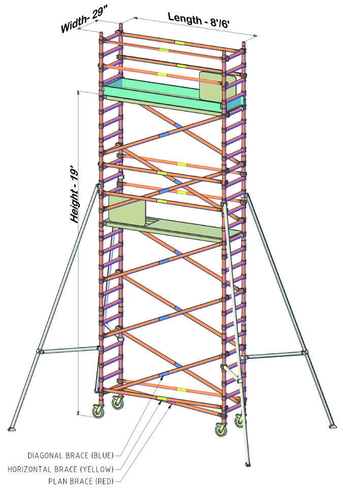 29-Inch × 8-Foot Tower — 19 ft Platform — supplied catalog illustration