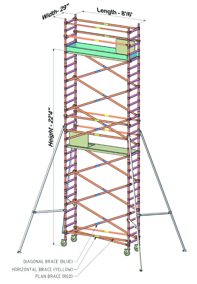 29-Inch × 8-Foot Tower — 22 ft 4 in Platform — supplied catalog illustration
