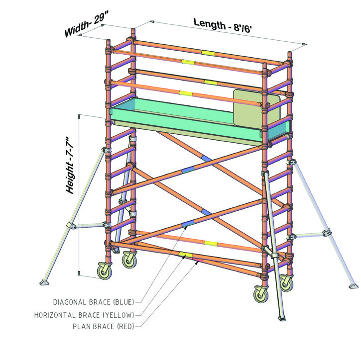 29-Inch × 8-Foot Tower — 7 ft 7 in Platform — supplied catalog illustration