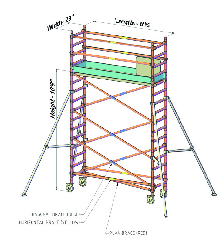 29-Inch × 8-Foot Tower — 10 ft 9 in Platform — supplied catalog illustration