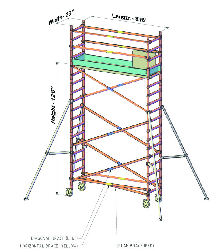 29-Inch × 8-Foot Tower — 12 ft 6 in Platform — supplied catalog illustration