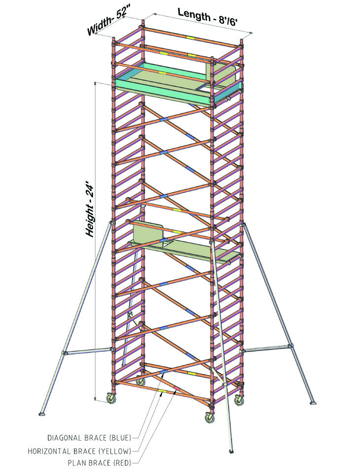 52-Inch × 8-Foot Tower — 24 ft Platform — supplied catalog illustration