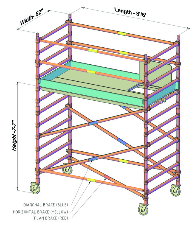 52-Inch × 8-Foot Tower — 7 ft 7 in Platform — supplied catalog illustration