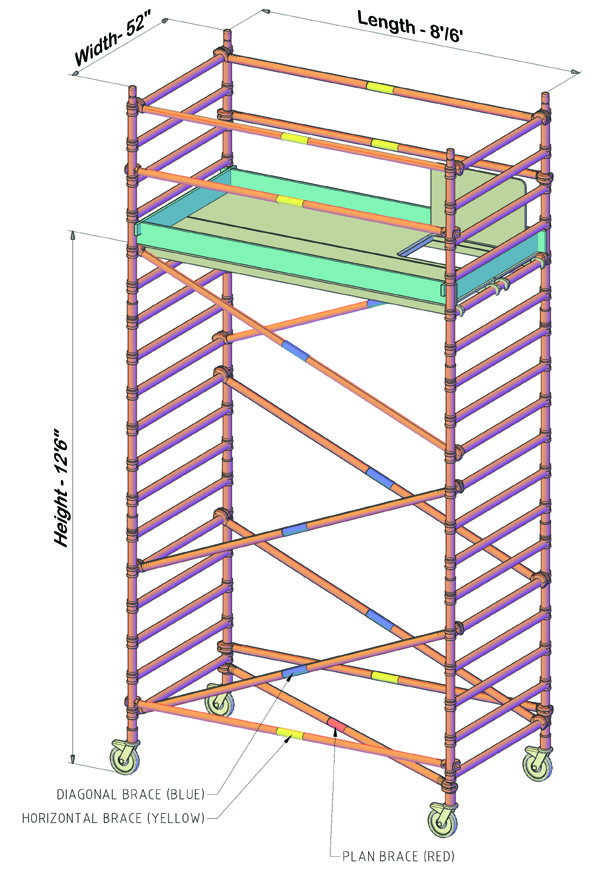 52-Inch × 8-Foot Tower — 12 ft 6 in Platform — supplied catalog illustration