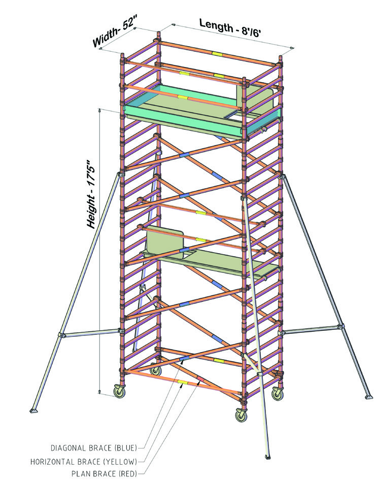 52-Inch × 8-Foot Tower — 17 ft 5 in Platform — supplied catalog illustration