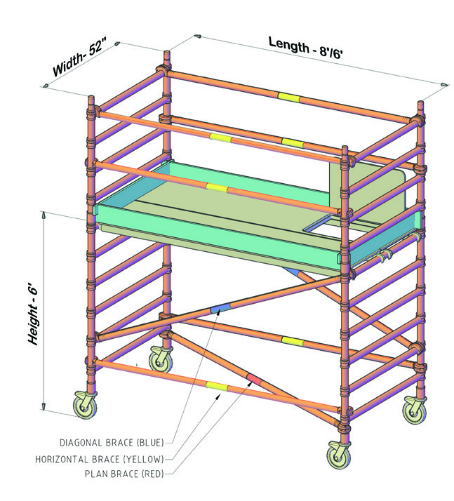 52-Inch × 8-Foot Tower — 6 ft Platform — supplied catalog illustration
