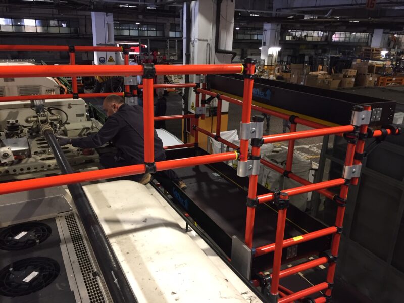 Fiberglass access platform alongside bus rooftop equipment during maintenance